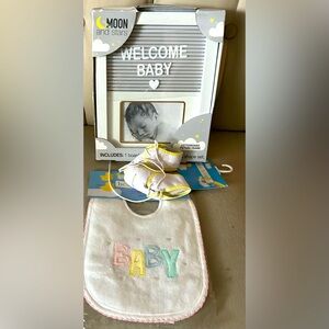 BUNDLE! Various Baby shoes + Frame + Bib Set baby shower gift ideas